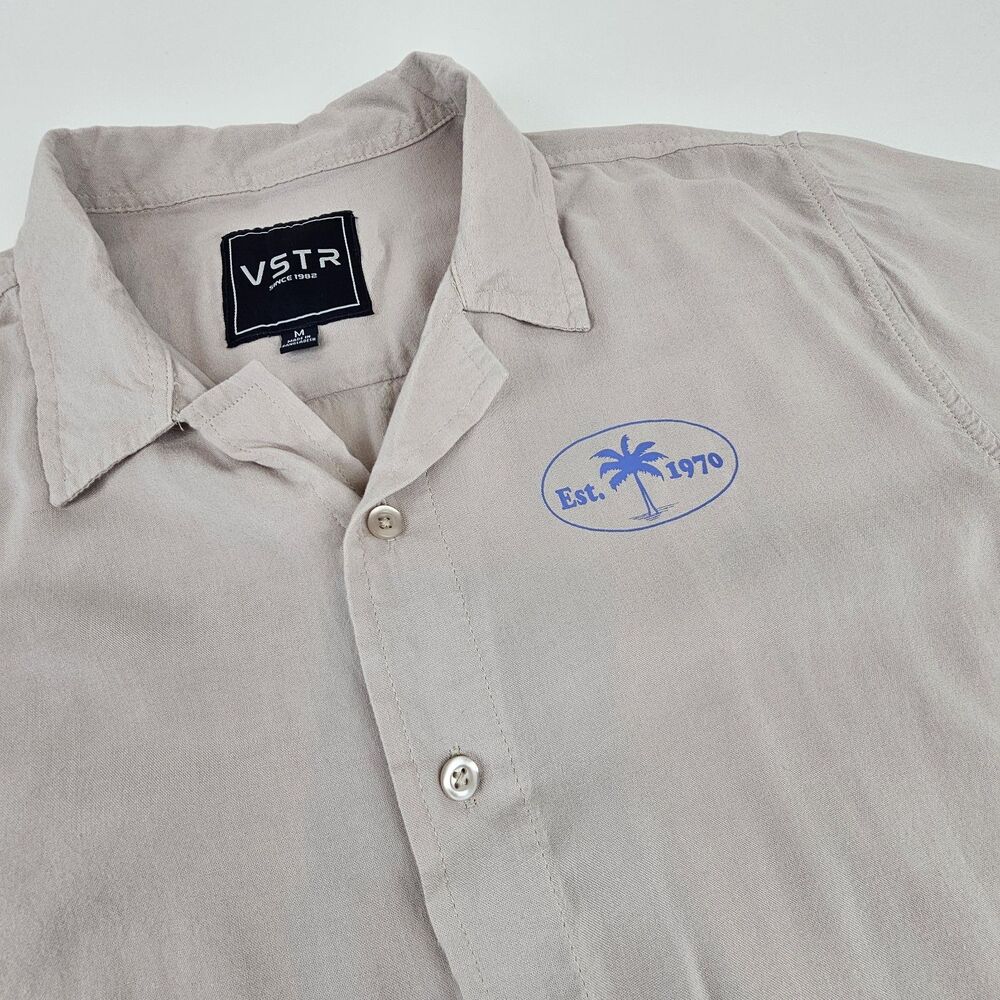VSTR Mens M Rayon Malibu Resort Shirt Tropical Palm Graphic Button Up
